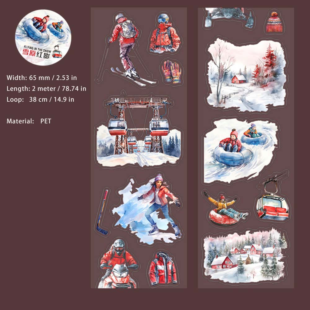 1 Roll Snow Skiing Pre-cut PET Stickers Tape XDFC