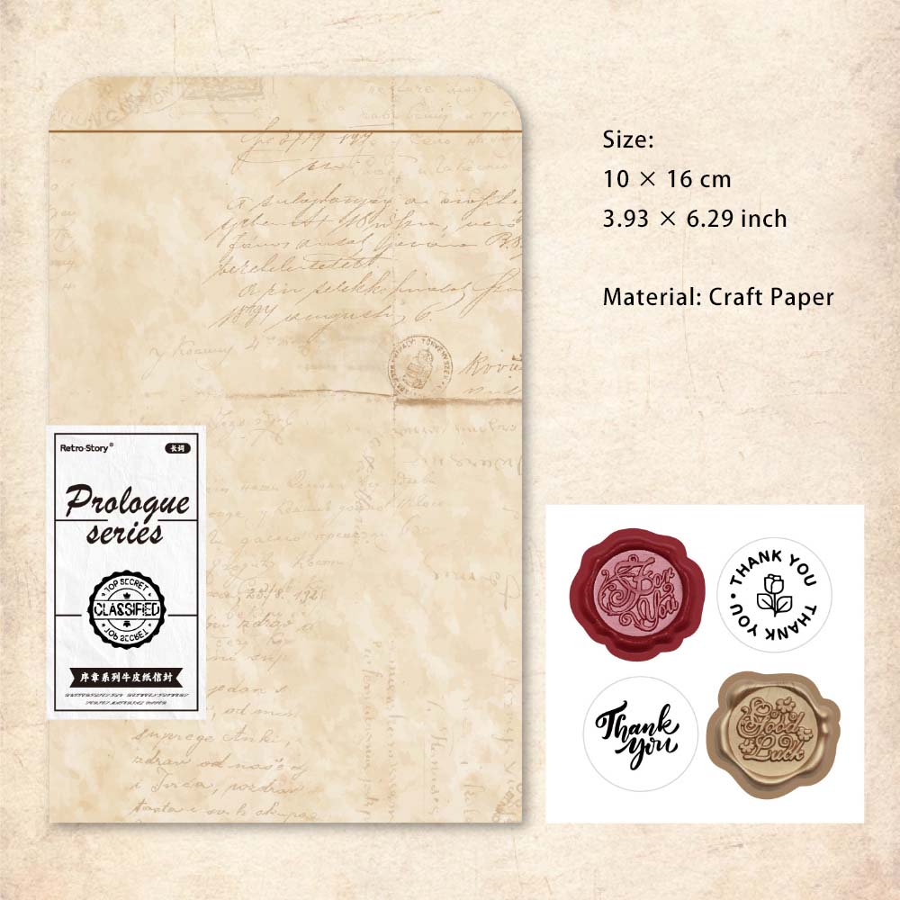 3 Pcs Vintage Envelope with Sealing Stickers XZXL