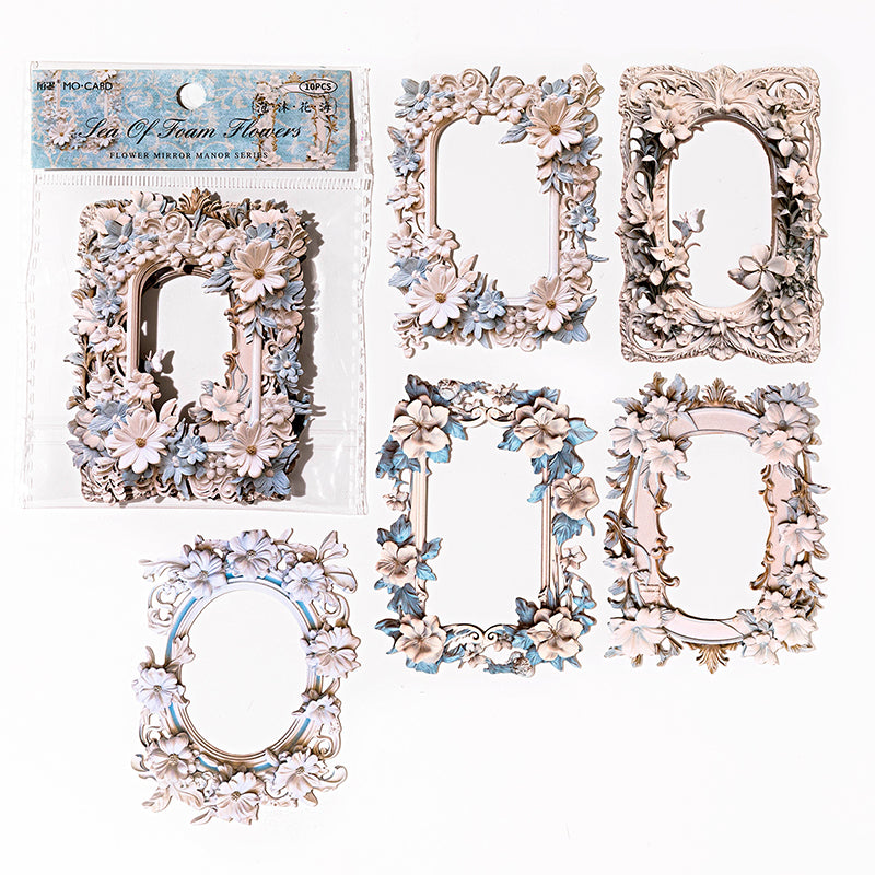 10 Pcs Antique Victorian Hollow Floral Relief Frame Scrapbooking Paper - Foam