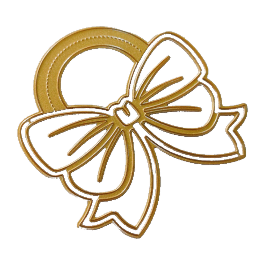 D4736 Bow Handle gold-colored cutting dies on a pure white background