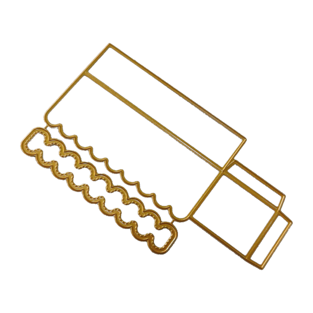 D4738 Scalloped Pocket gold-colored cutting dies on a pure white background