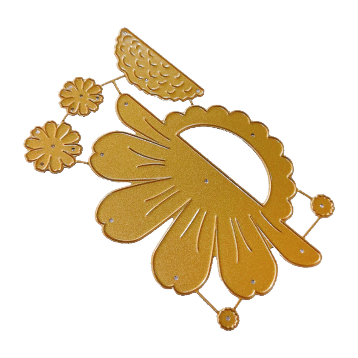 D4753 Floral Basket gold-colored cutting dies on a pure white background