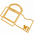 Gold metal butterfly pocket cutting die on a white background