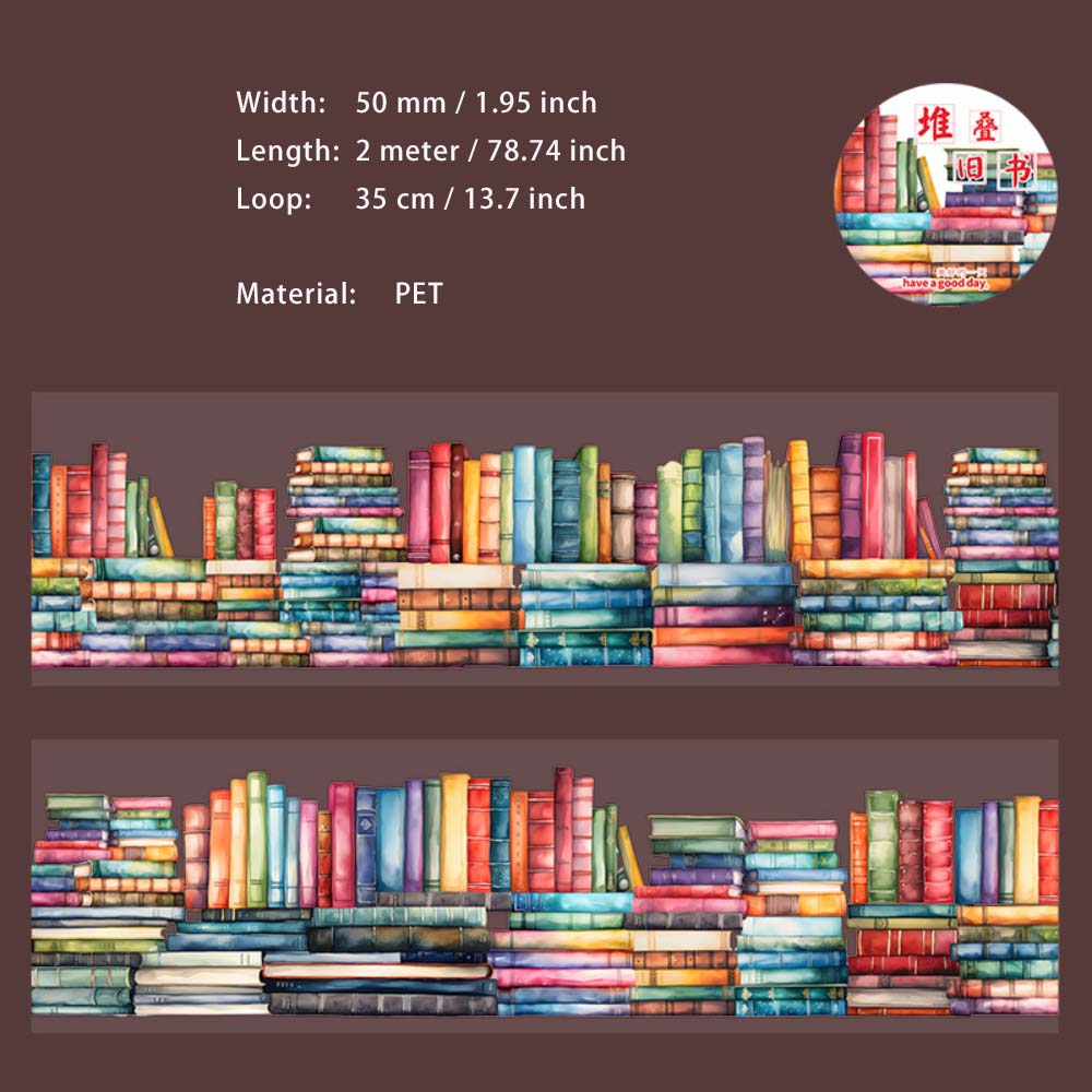 1 Roll Bookshelf Reading Theme PET Tape SHAY