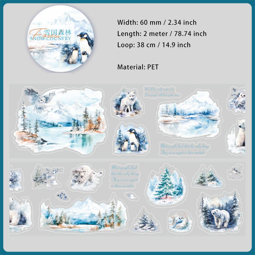 1 Roll Diecut Snow Forest Stickers Tape XGSL