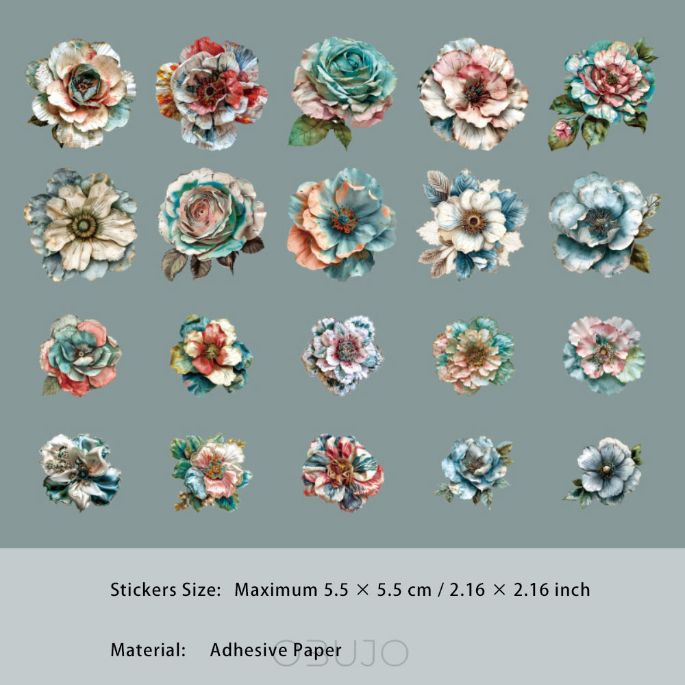 20 Pcs Vintage Flower Stickers FGHY