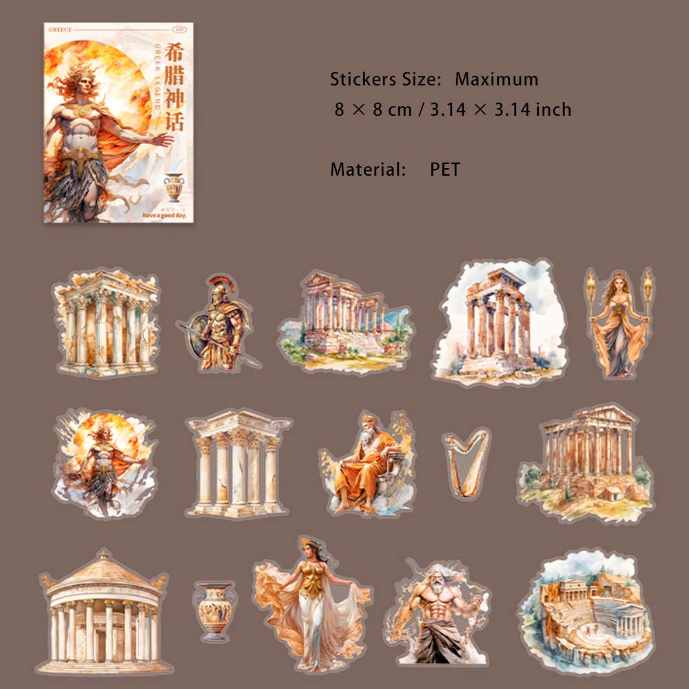 15 Pcs Greek Mythology PET Stickers XLSH