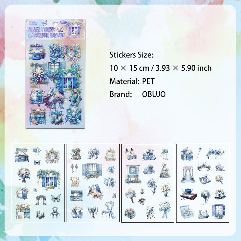 6 Sheets Floral Lifestyle PET Stickers YYQF