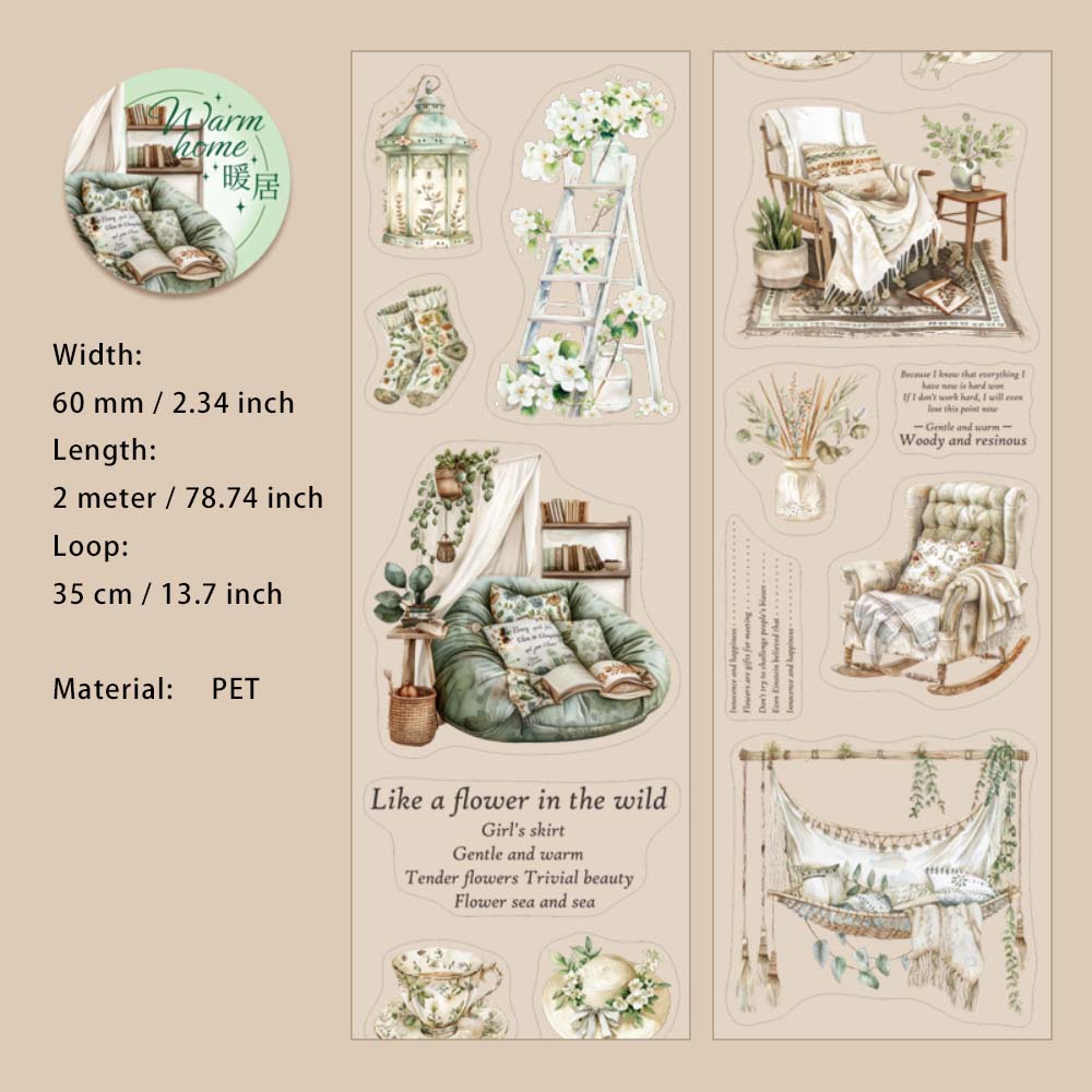 1 Roll Home Decoration Theme Pre-cut Stickers Tape NJXL