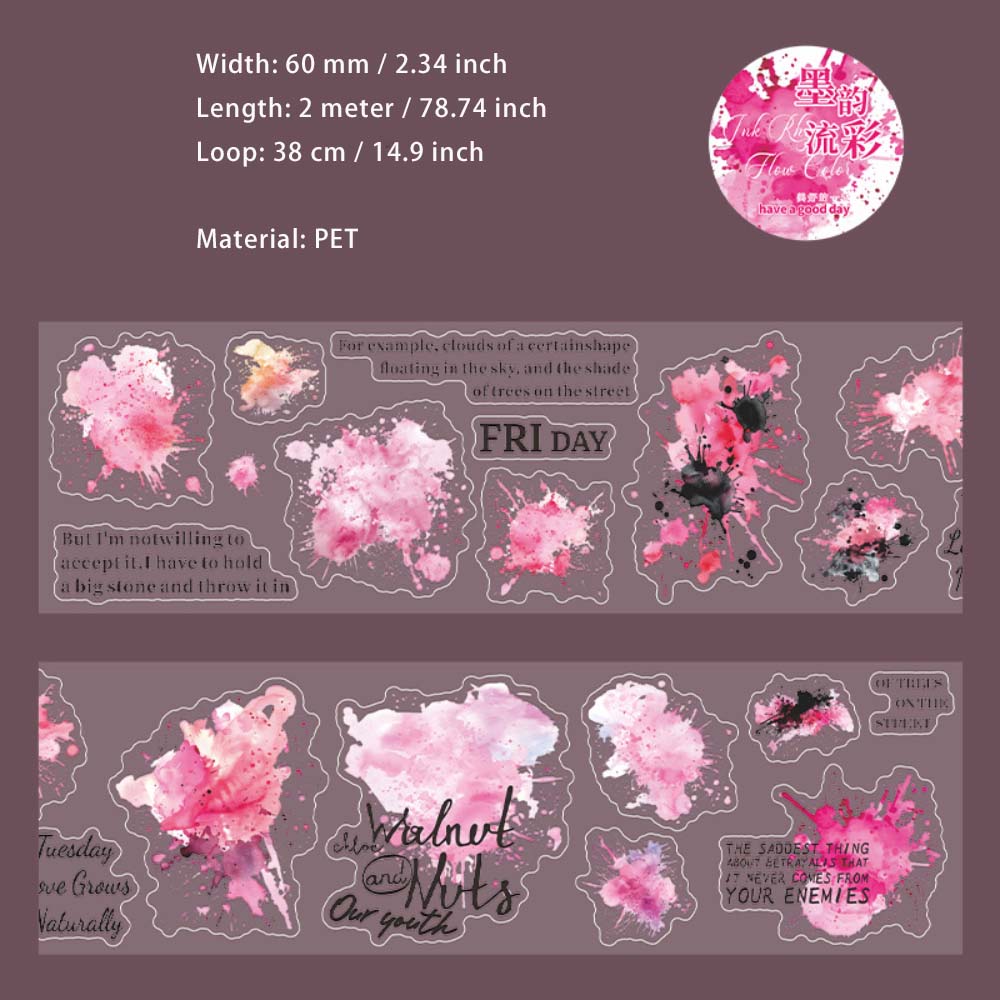 1 Roll Watercolor Die-cut PET Stickers Tape MYLC