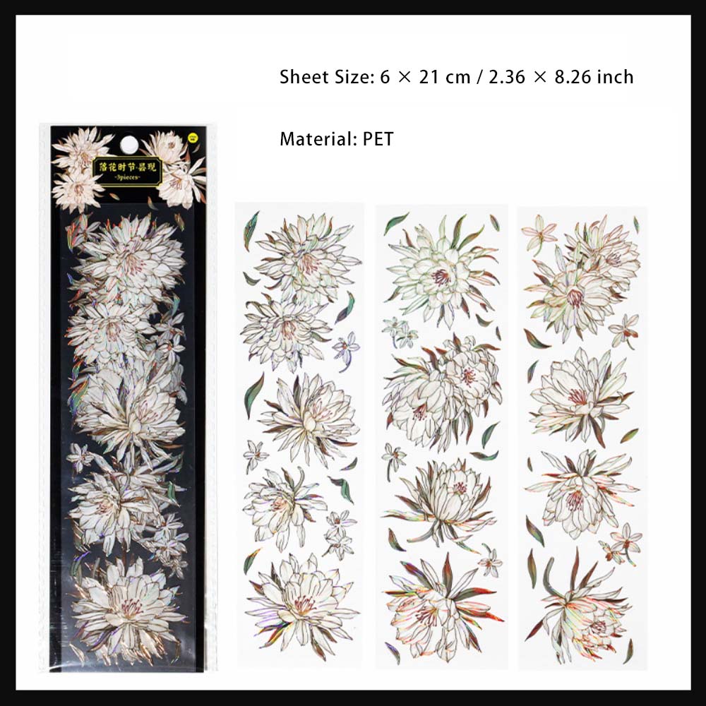 3 Sheets Flower PET Stickers LHSJ