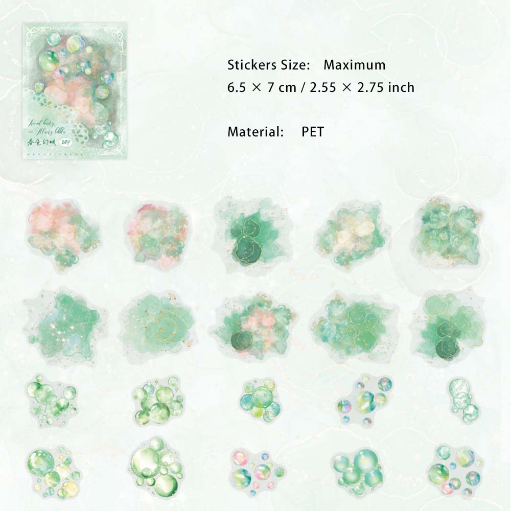 20 Pcs Watercolor Bubble PET Stickers HCPY