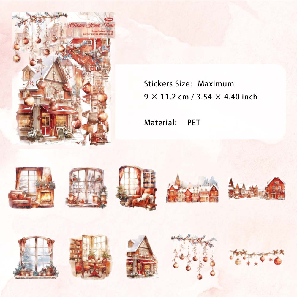 20 Pcs Winter House Window PET Stickers XHPLJL