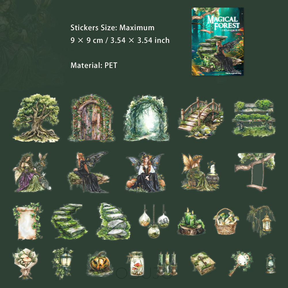 25 Pcs Magic Forest PET Stickers HMFSL