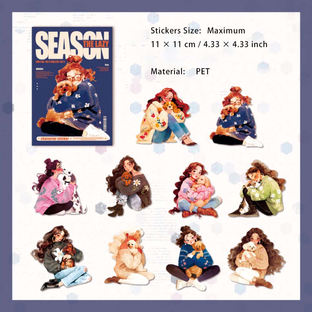 20 Pcs Seasonal Girl PET Stickers YLDJJ