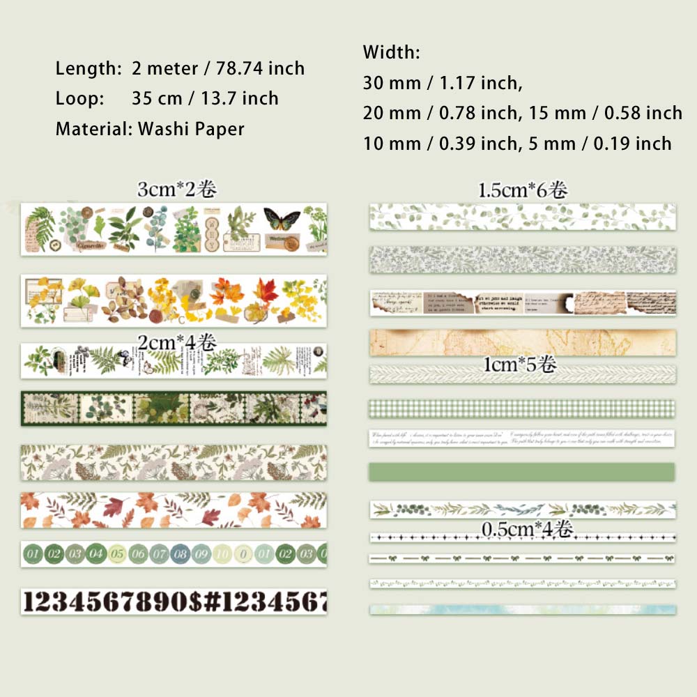 21 Rolls Vintage Washi Tape Set MSSJ