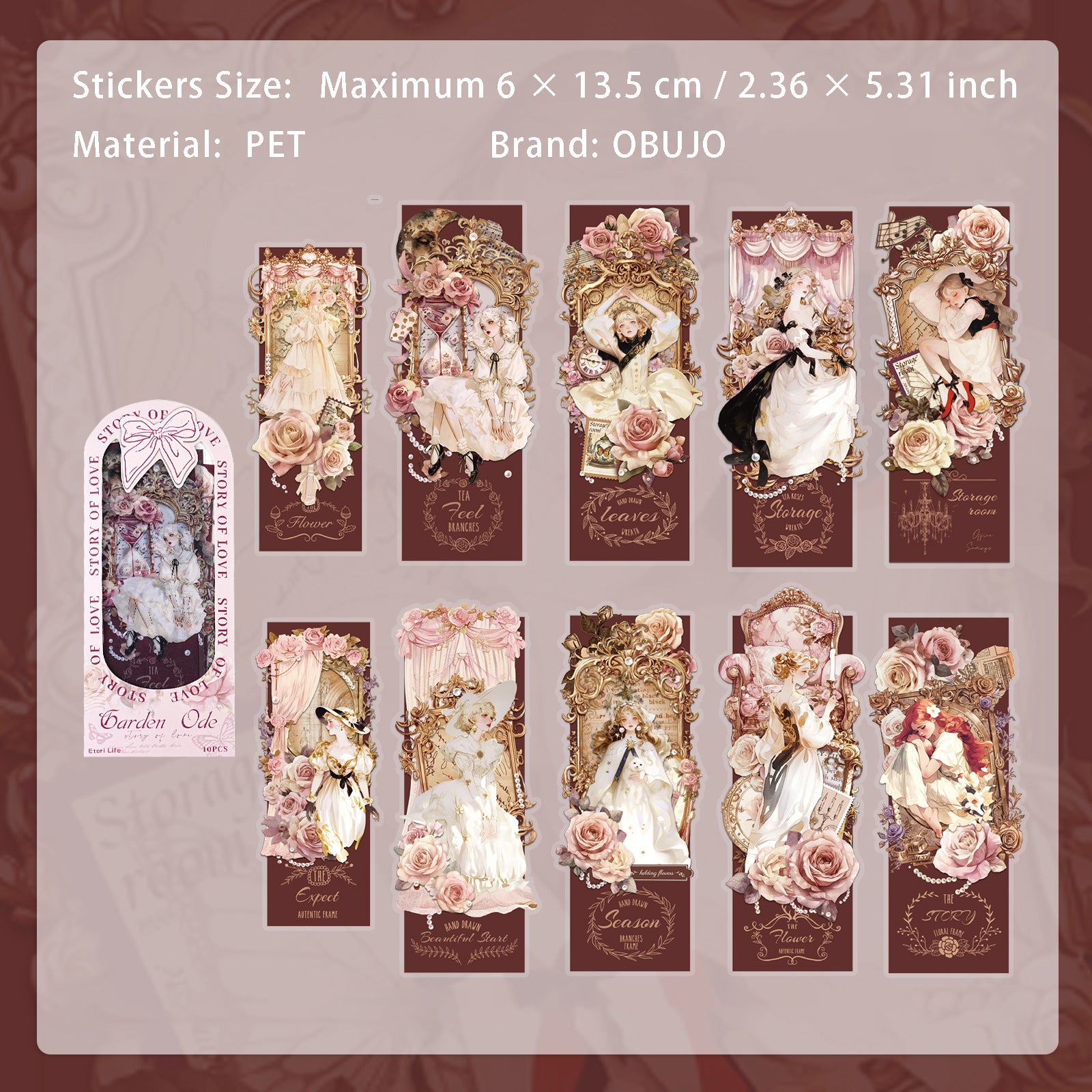 10 Pcs Floral Girl PET Stickers HYSG