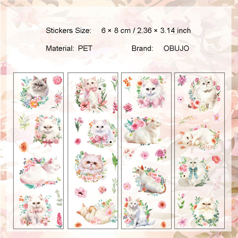 4 Sheets Cat PET Stickers MMXH
