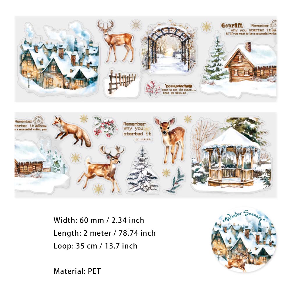 1 Roll Winter Landscape PET Stickers Tape DRXJ