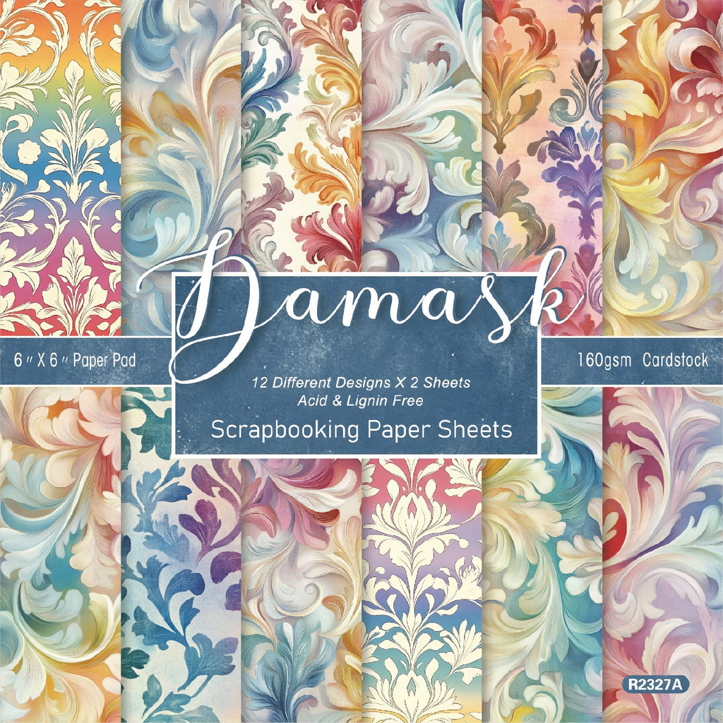 Damask 6 inch scrapbook paper pad cover