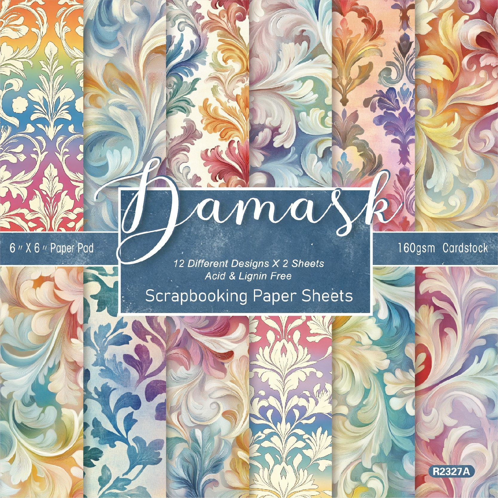 Damask 6 inch scrapbook paper pad cover