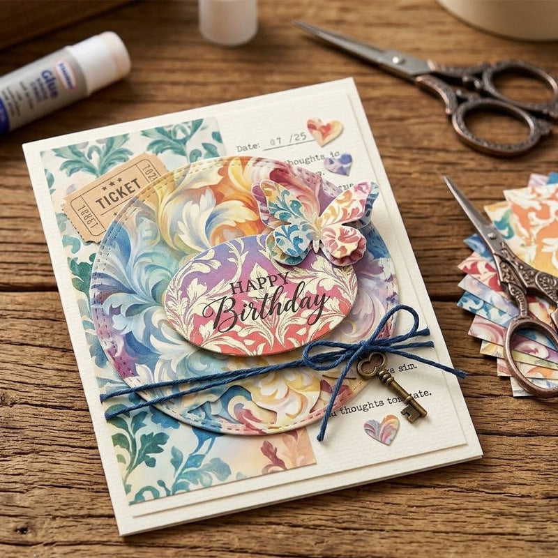 Pastel baroque damask cardstock patterns