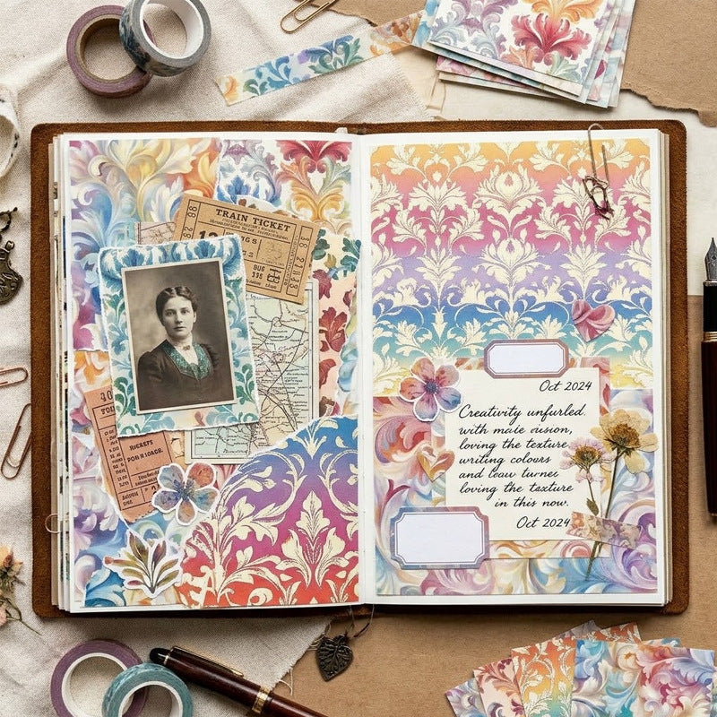 Damask floral scrapbook paper details
