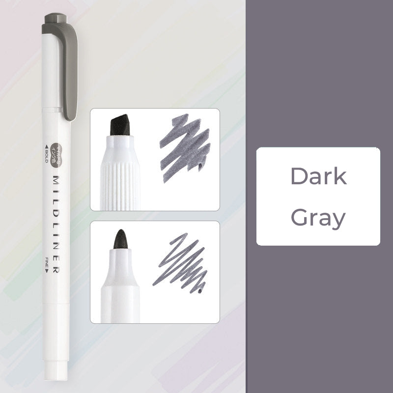 Zebra Mildliner WKT7 Double-Sided Highlighter - Mild Dark Gray