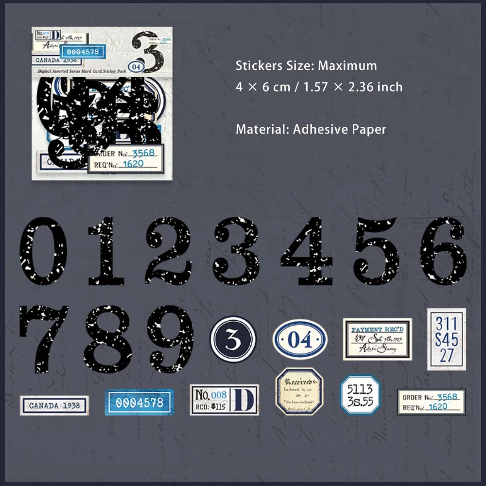 20 Pcs Vintage Number Stickers SZSJ