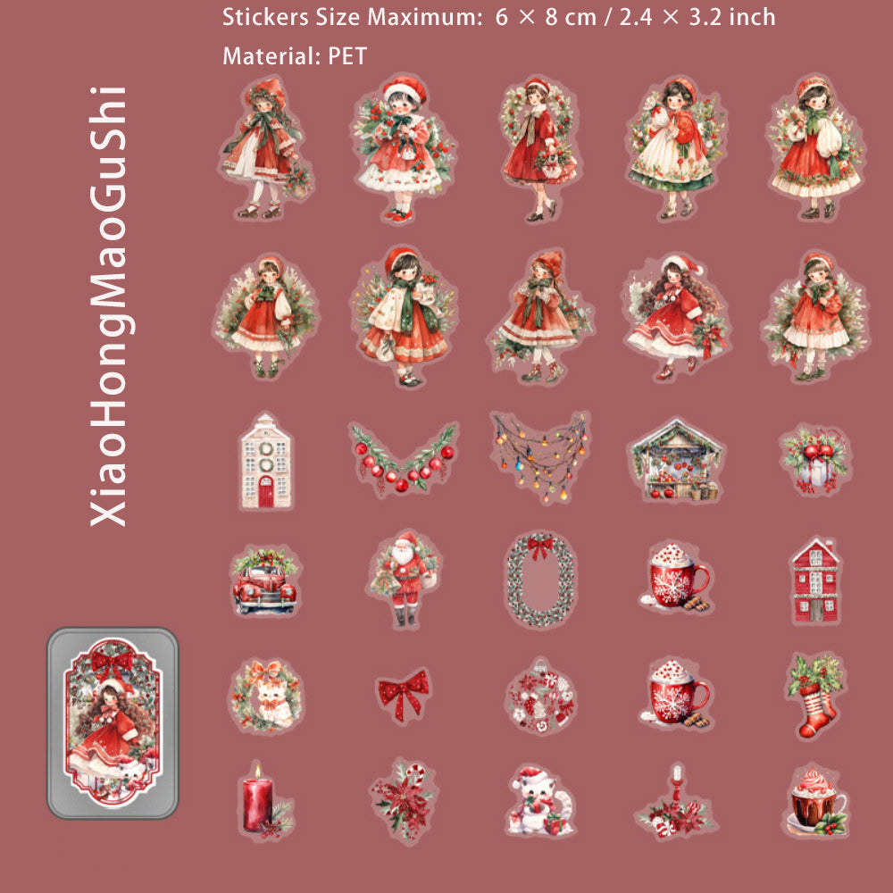 60 Pcs Christmas PET Stickers with Collection Box SDXZ