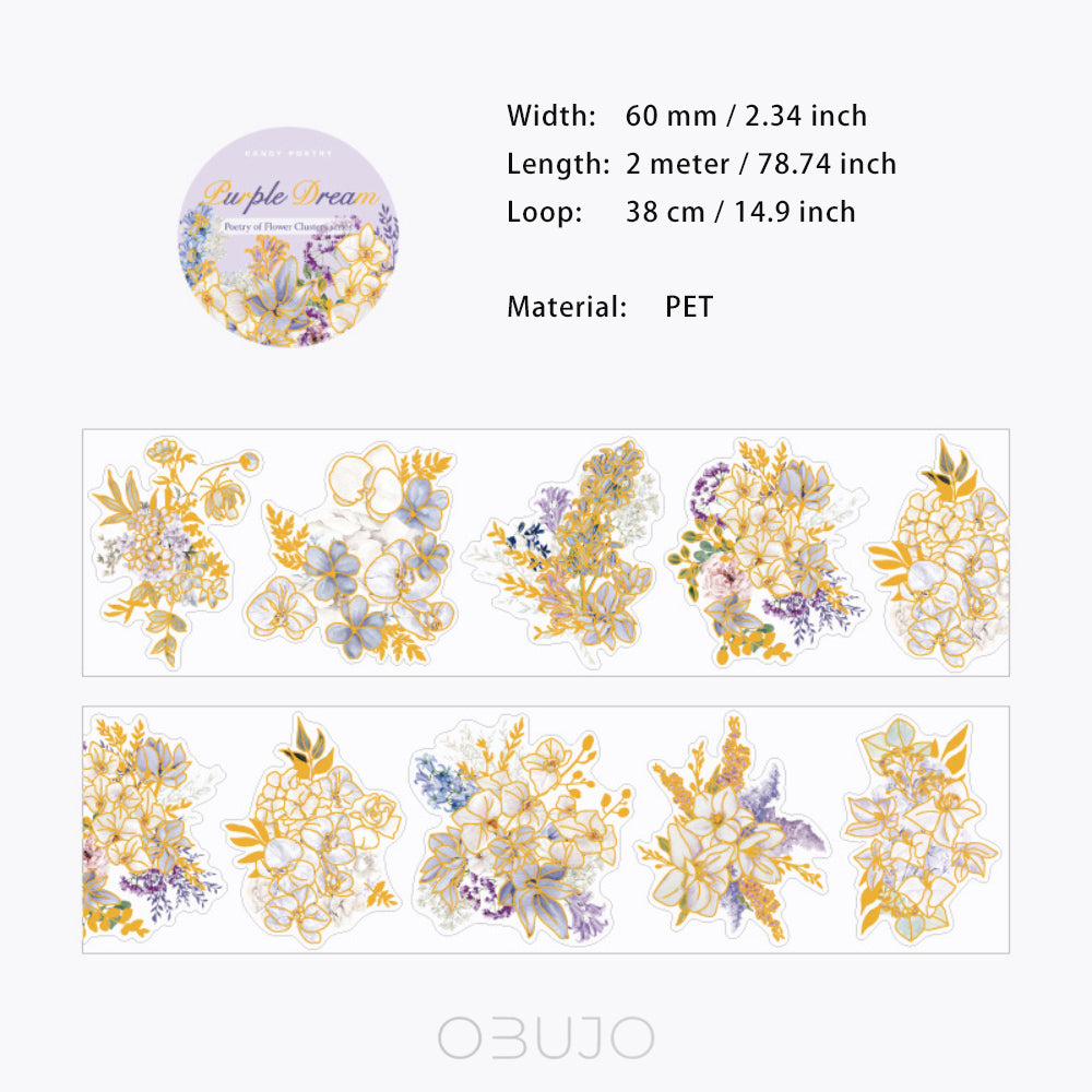 1 Roll Die-cut Glitter PET Flower Stickers HCZS