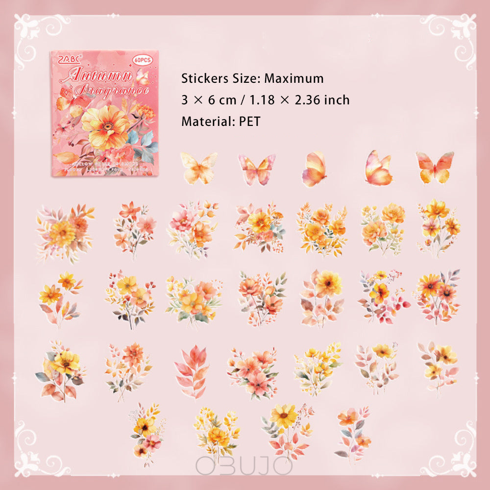 60 Pcs Flower and Butterfly Stickers SJHY