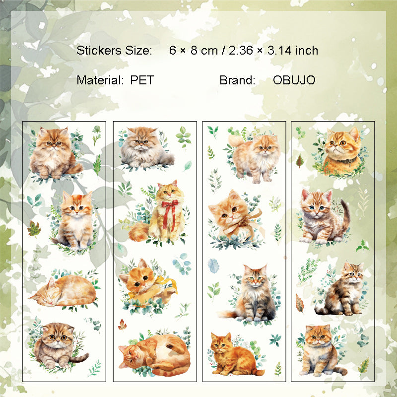 4 Sheets Cat PET Stickers MMXH