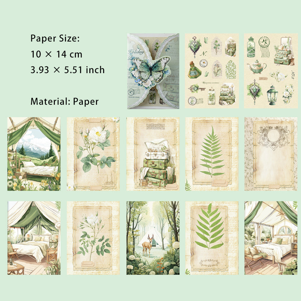 12 Sheets Vintage Scrapbook Paper and Stickers JRSP