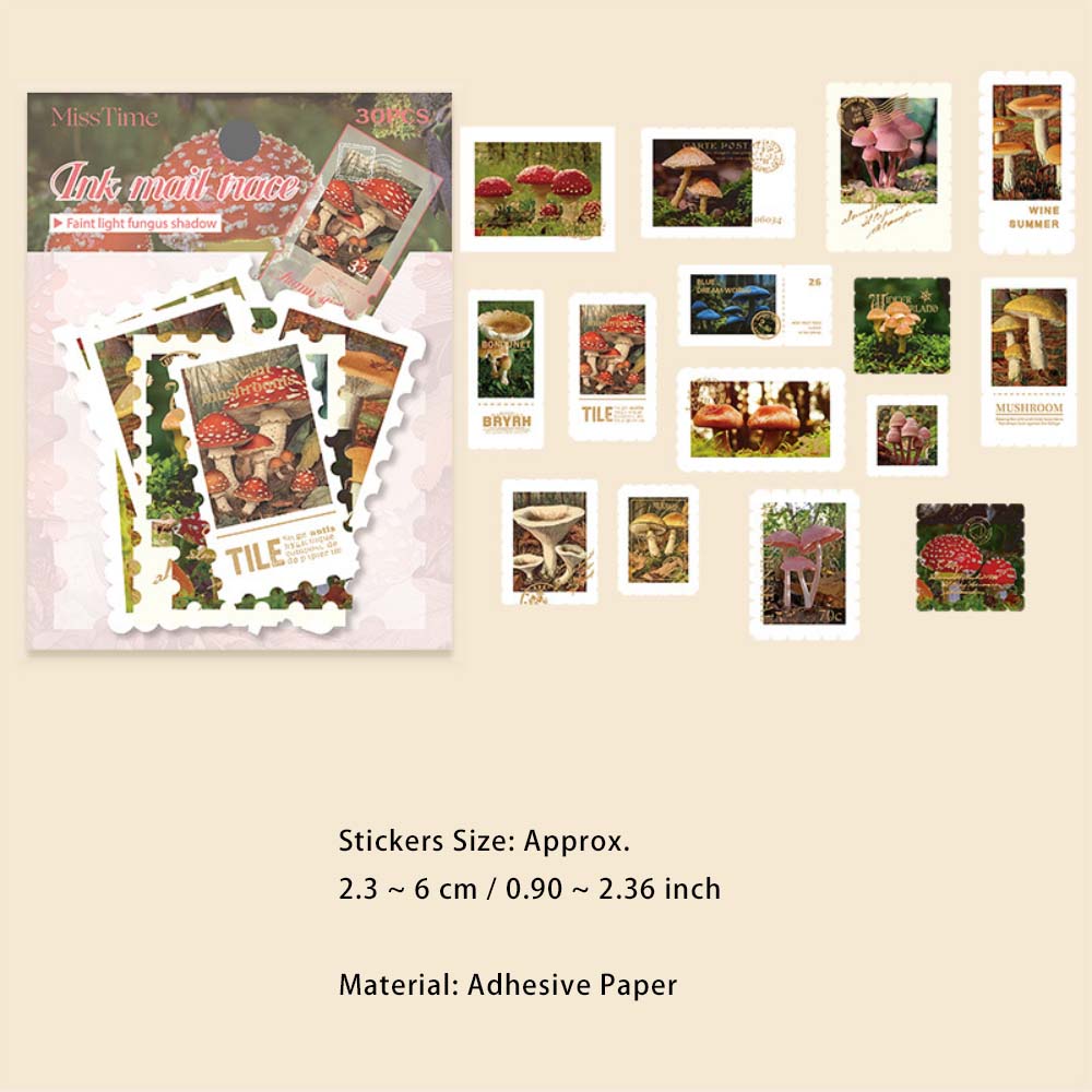 30 Pcs Botanical Postage Stamp Stickers MCYJ