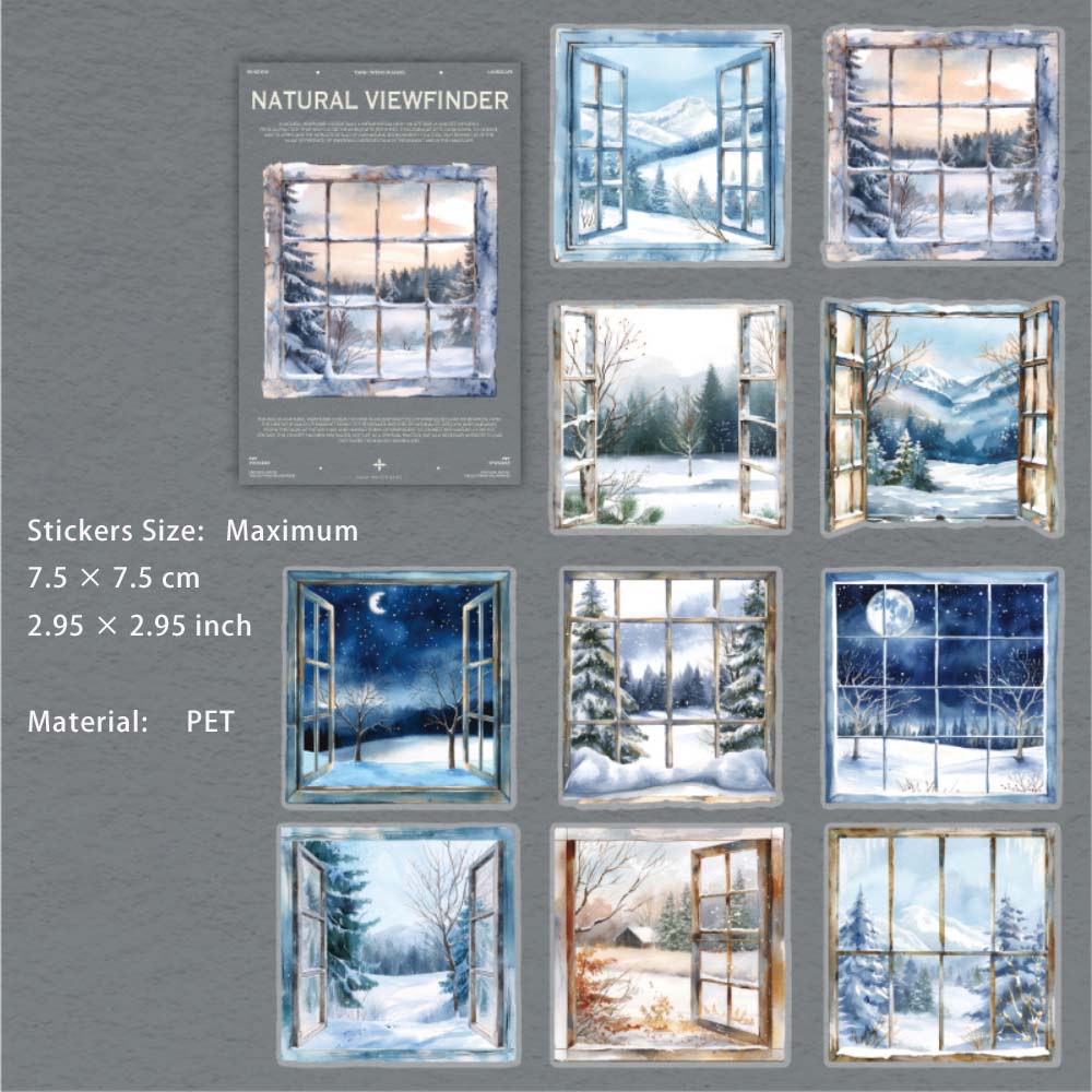 20 Pcs Window Landscape PET Stickers ZRQJQ