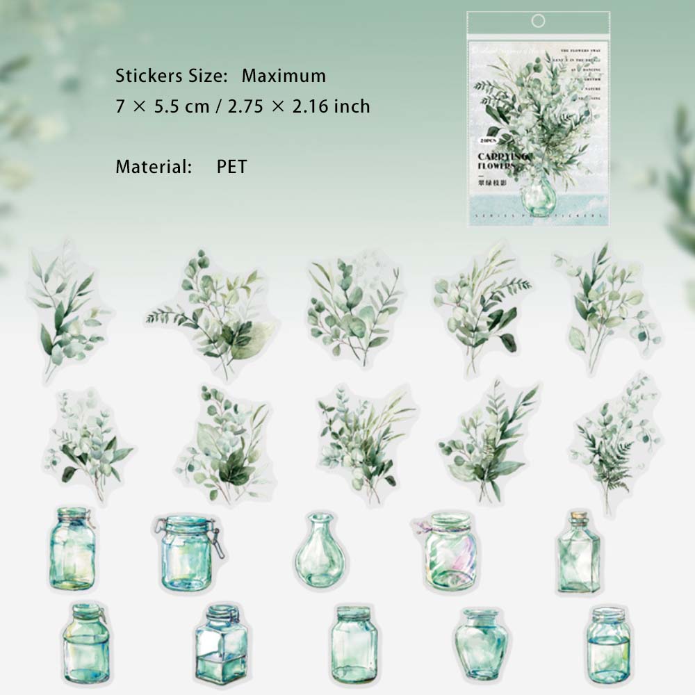 20 Pcs Bottle Branches PET Stickers XHSZ