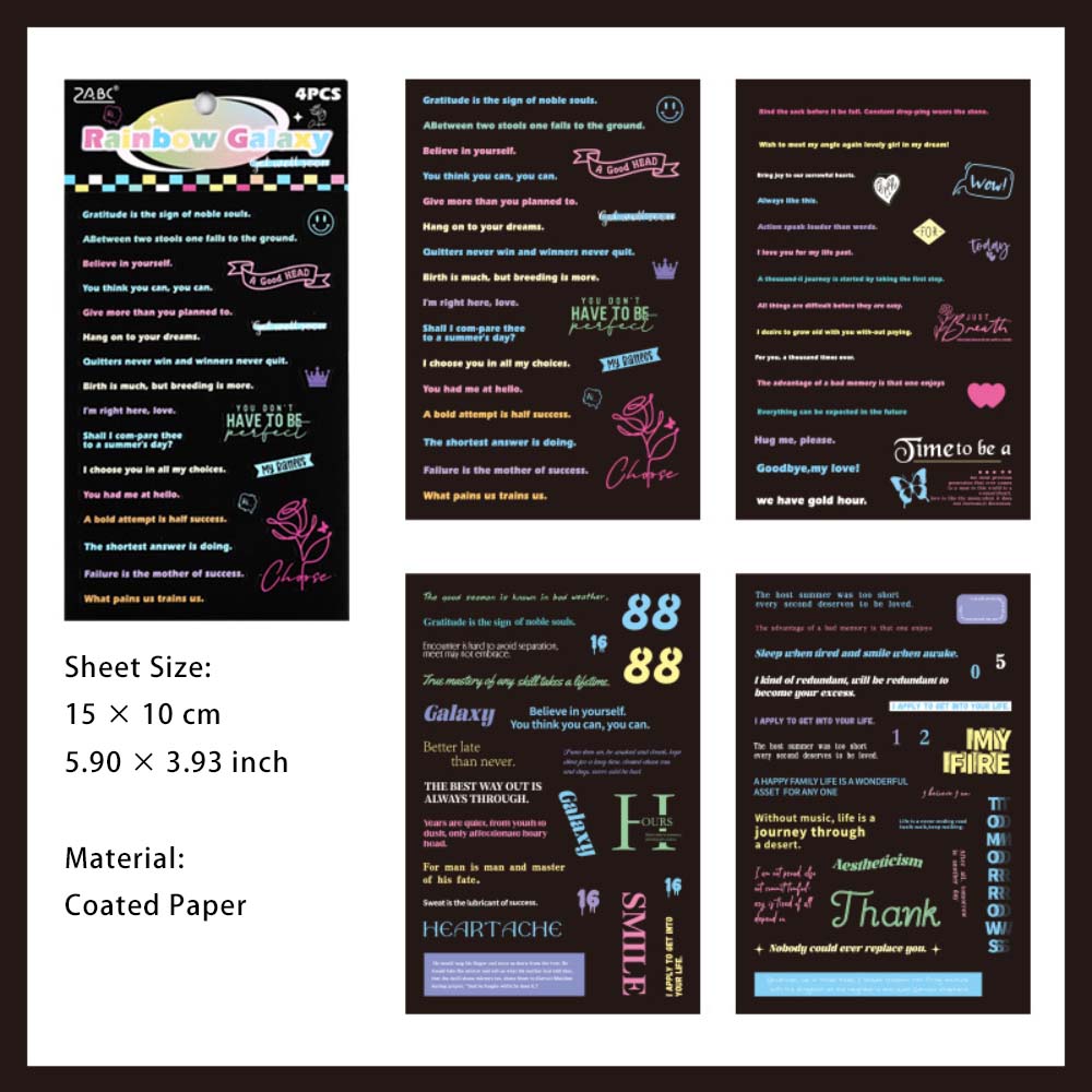 4 Sheets Decorative Word Stickers ZJXS