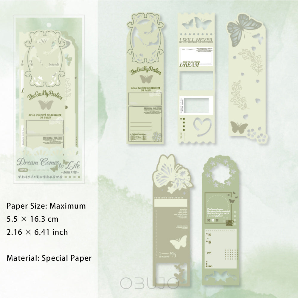 10 Pcs Cutout Bookmark Style Notepad Paper MYFS