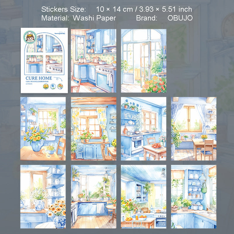 10 Pcs Live Theme Washi Stickers ZYXJ
