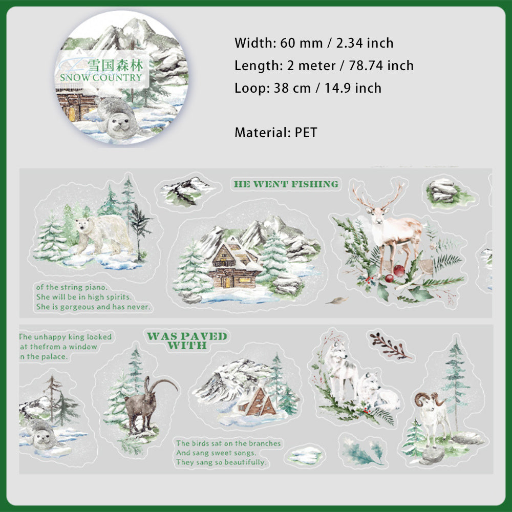 1 Roll Diecut Snow Forest Stickers Tape XGSL