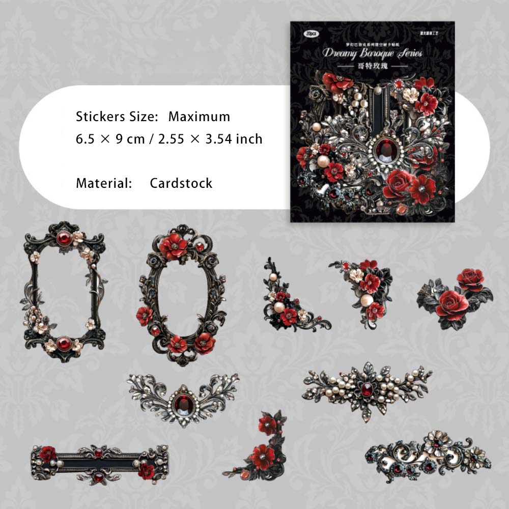 20 Pcs Baroque Cardstock Stickers MHBLK
