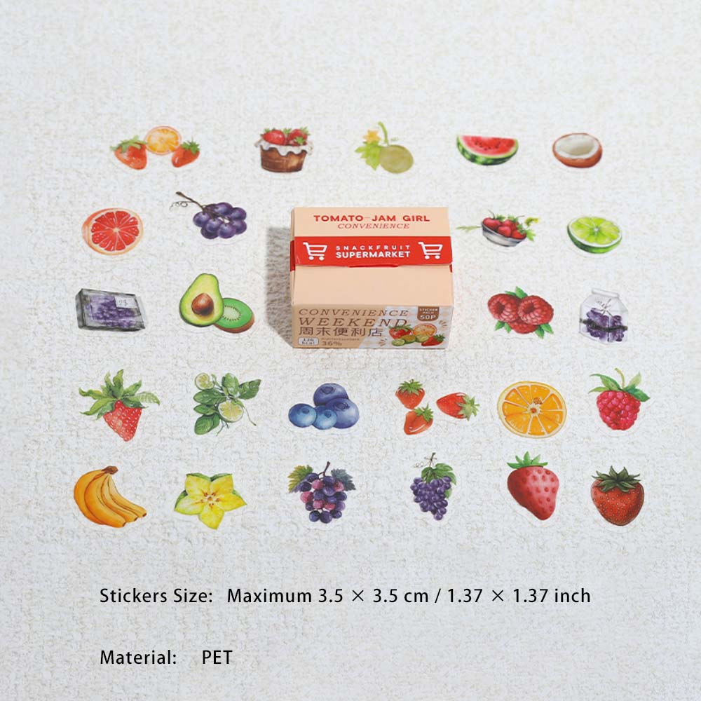 50 Pcs Snack Theme PET Stickers ZMBLD