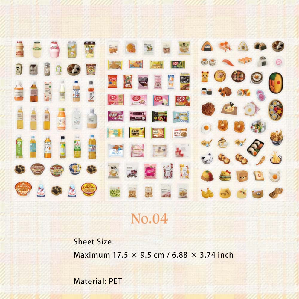 6 Sheets Drink Food PET Stickers MYJH