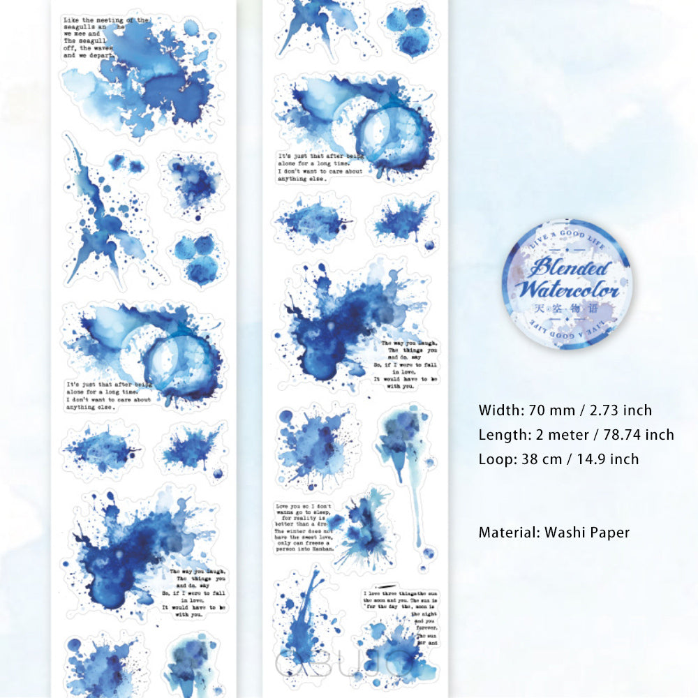 1 Roll Die-cut Watercolor Washi Stickers Tape YRSC