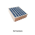 Blue distressed checkerboard wooden stamp color variant