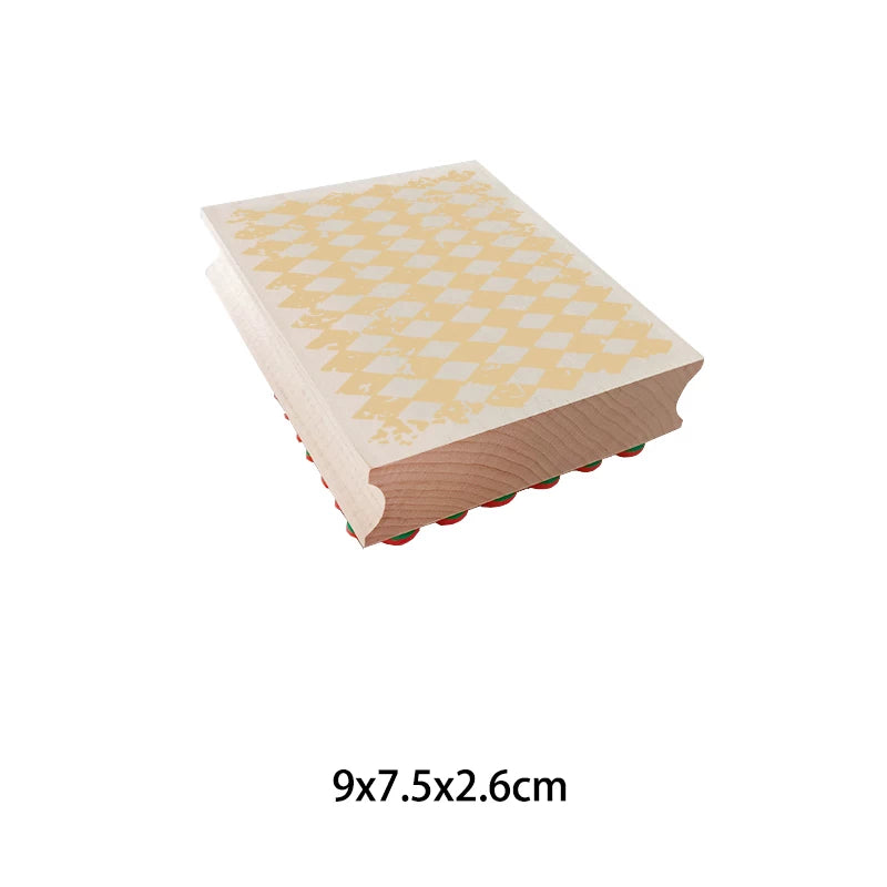 Sand distressed checkerboard wooden stamp color variant