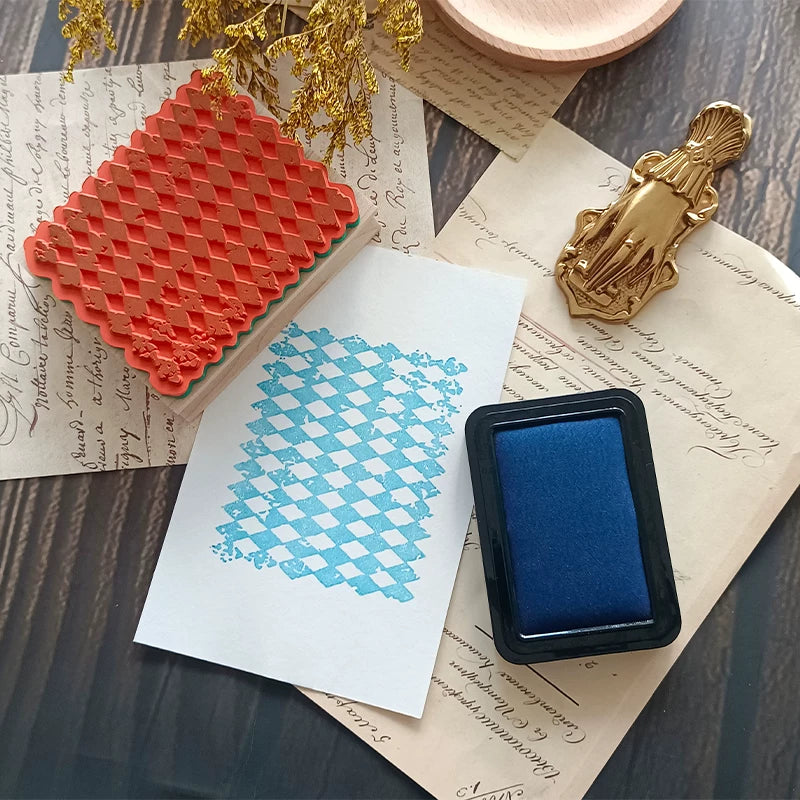 Distressed checkerboard wooden stamp product details