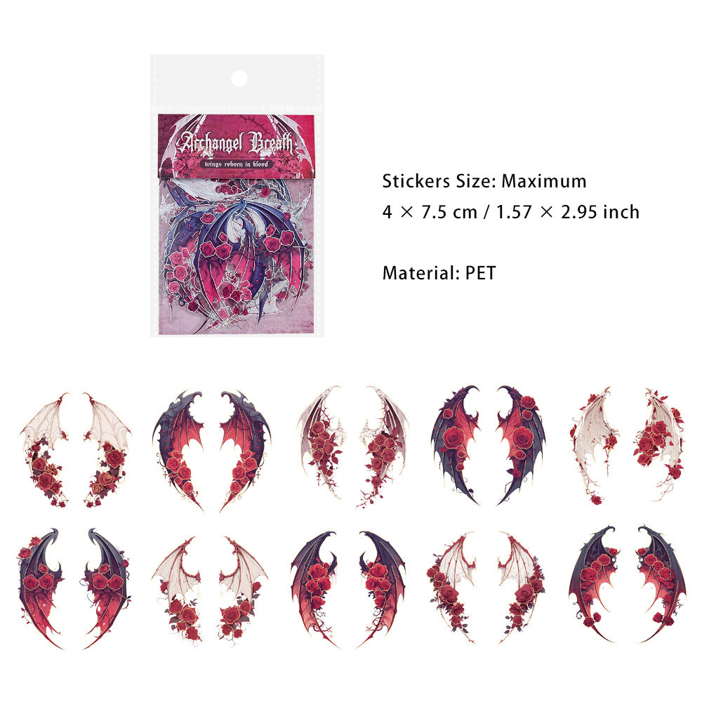 20 Pcs Glitter PET Angel Wing Stickers DTSZX