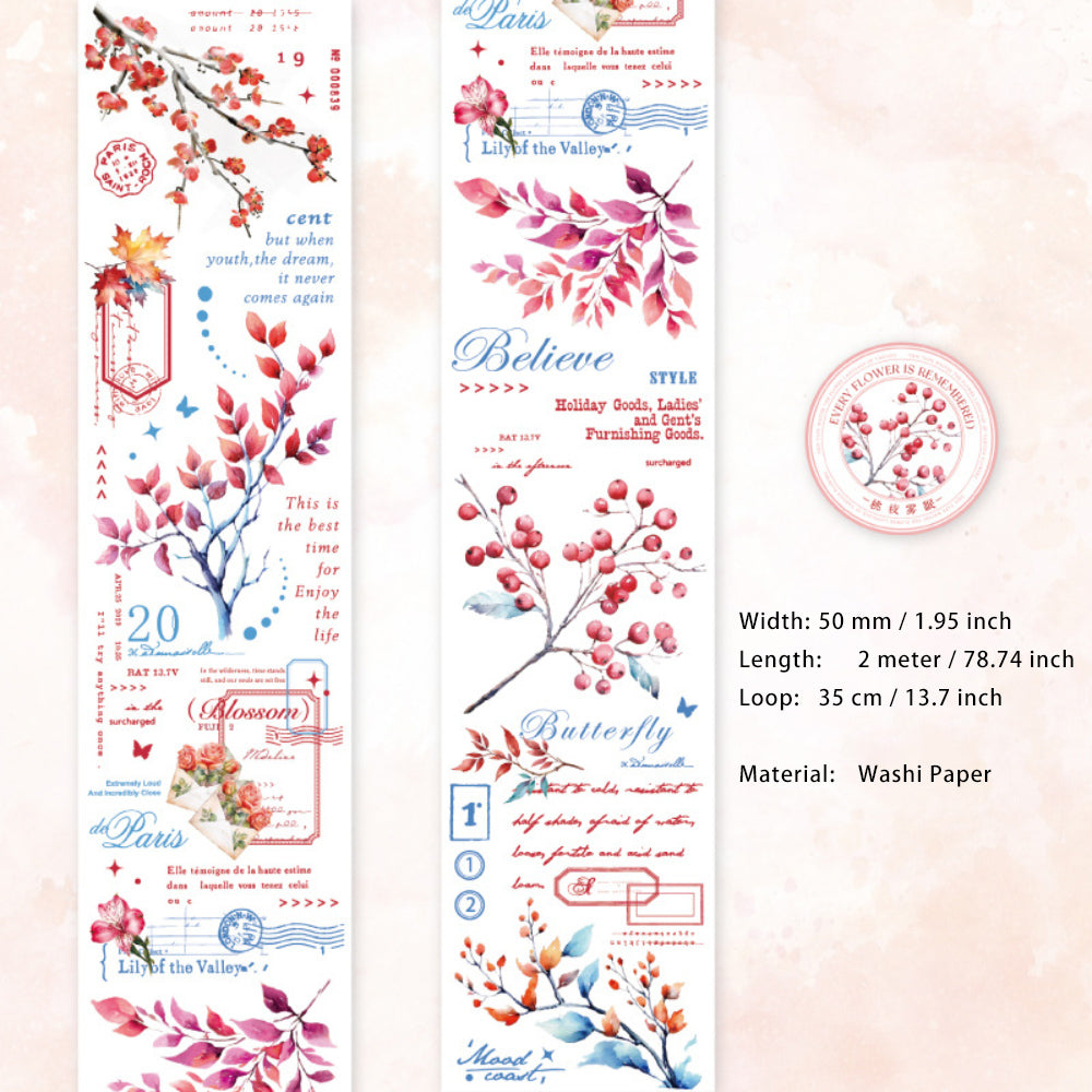 1 Roll Branches and Leaves Washi Tape NZFX